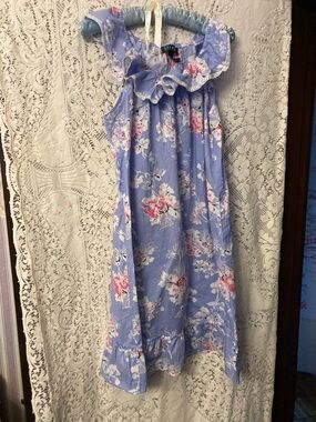 LAUREN RALPH LAUREN Periwinkle Print Ruffled Dress (L)